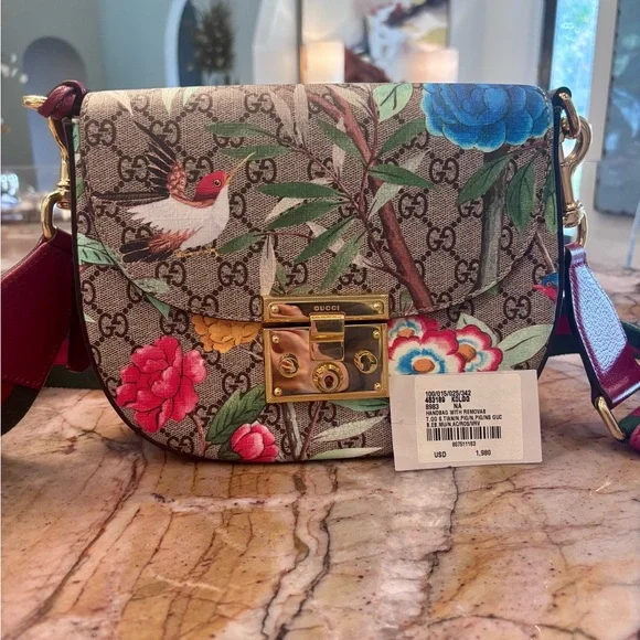 Gucci Crossbody Bag with Floral and Bird Design - Multicolor - Picture 6 of 7